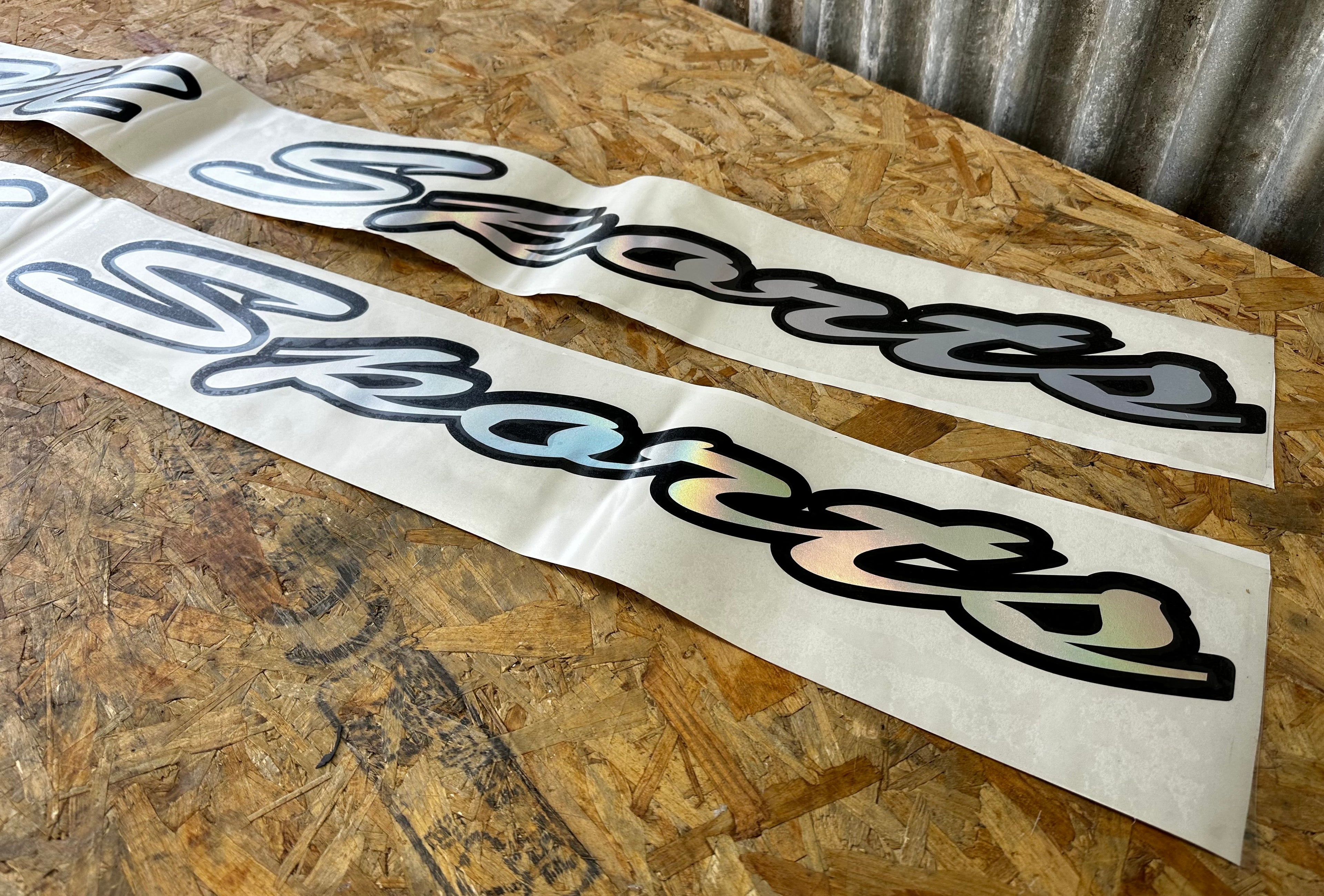 HM Sports Side Skirt Decal - Chrome over Black
