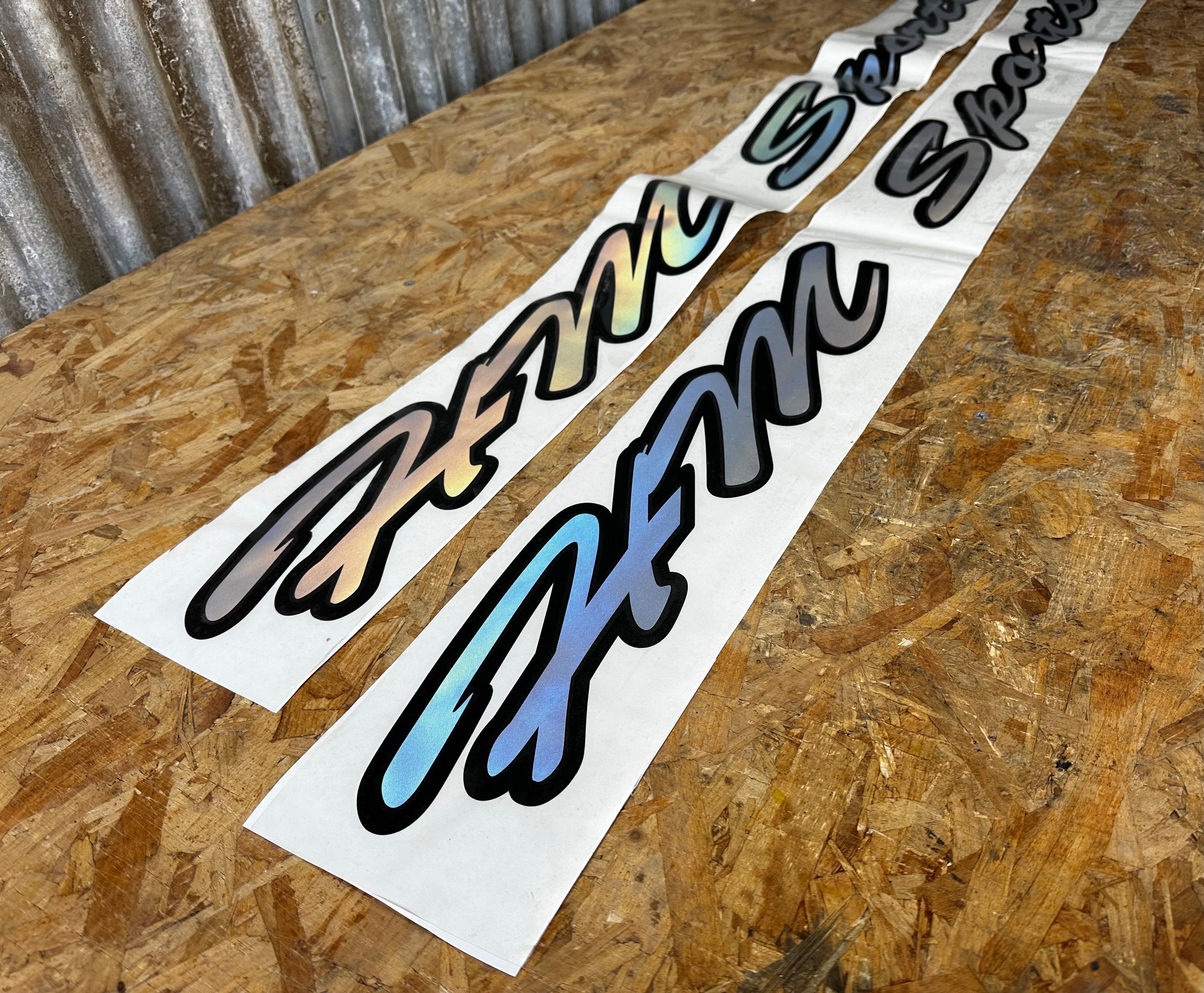 HM Sports Side Skirt Decal - Chrome over Black